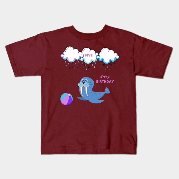5th birthday Kids T-Shirt by IrenaAner
